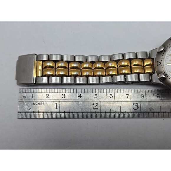 Swiss Military Quartz Watch Date New Battery 38mm Gold Silver Two Tone 5ATM WR - Picture 10 of 11